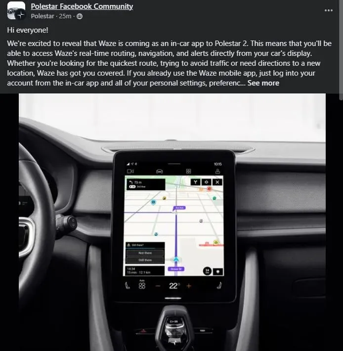 Polestar Announces Waze is Now Available on the Polestar 2